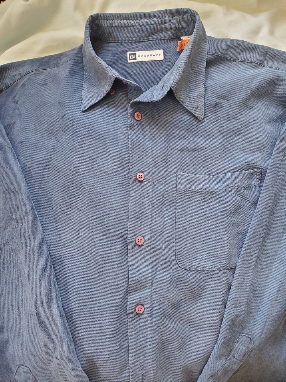 Bachrach Vintage-Style Blue Button-Down cordiroy shirt